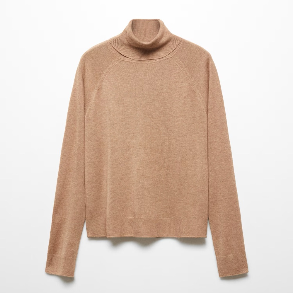 MANGO Women's Tan Turtleneck Sweater